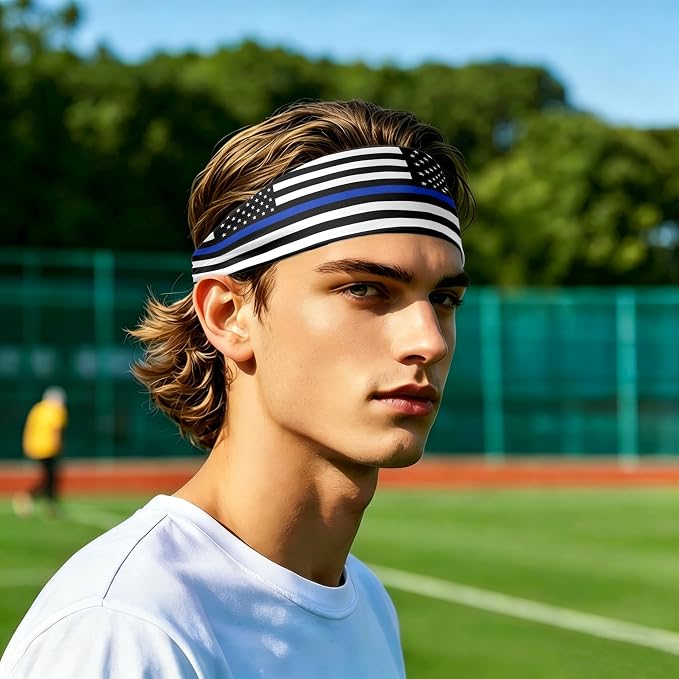 Flag Headbands for Men Women, Moisture Wicking Sweatband Breathable Sports Headwrap, Non-Slip Stretchy Fitness Hair Band
