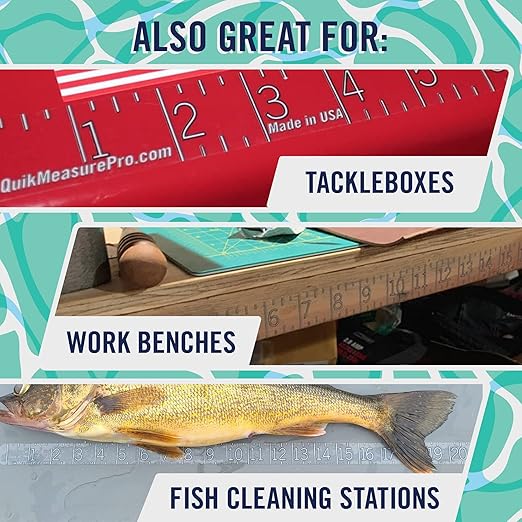 36" Fish Measuring Ruler Sticker | Transparent Waterproof Decal Tape | Made in USA | Large Bold Easy Read Markings | Boat, Kayak, Net, Cooler, Table Compatible | Marine Grade Adhesive | Easy Install