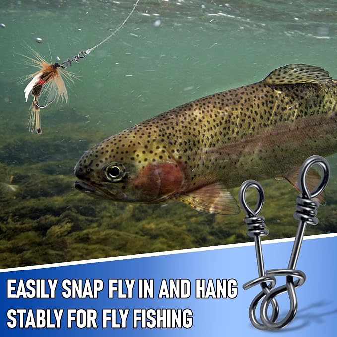 Alwonder 150-Pack Fly Fishing Snaps Twist Clips, 3/5 Sizes Stainless Steel Quick Change Lure Snaps No Knot Clip Quick Snap Fast Snap Lure Connector for Jigs Lures Fishing Clips Swivels Terminal Tackle