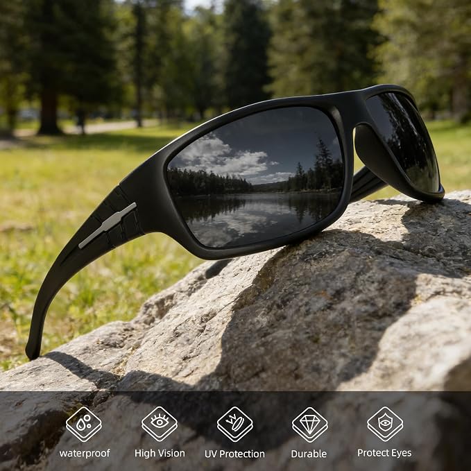 XVXV Polarized Sports Sunglasses for Men, Wrap Around Sun Glasses UV Protection for Cycling Fishing Driving