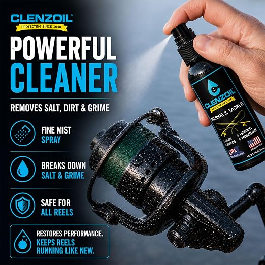 Clenzoil Marine & Tackle Reel Care Kit - with Fishing Reel Oil & Grease - All-in-One Cleaning Kit - for Freshwater & Saltwater Reels - Fish Reel Maintenance Kit