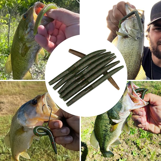 30/50/78/100Pcs Senko Worms Kit – 4"/5" Soft Plastic Fishing Lures with Salt Impregnation for Bass Fishing
