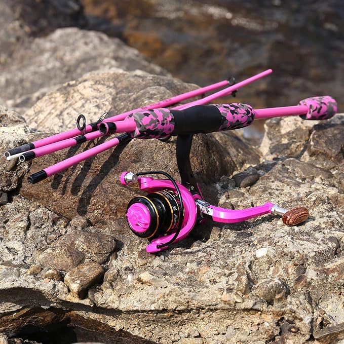 Spinning Fishing Rod Reel Combos,5-Piece Portable Fishing Pole and Smooth Reel for Boys,Girls and Adults