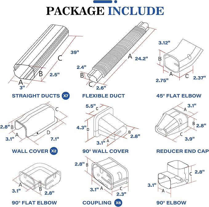LyPrem 25Ft Mini Split Line Set Cover 3" PVC Line Cover Kit for Mini Split and Central Air Conditioner & Heat Pump