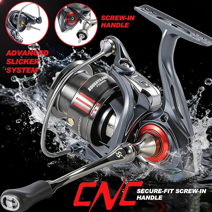 Sougayilang Spinning Fishing Reel 1000/2000/3000/4000 Series Strong Metal Body with Interchangeable Left/Right Handle Freshwater Fishing Gear for Trout Bass Walleye