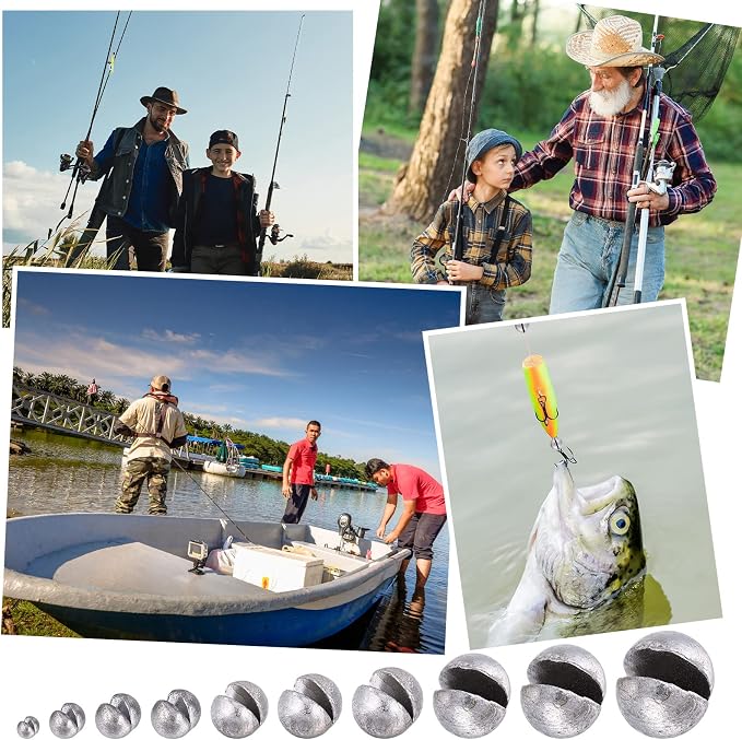 Gejoy 100 Pcs Fishing Split Shot Sinker Kit Removable Round Fishing Egg Weights Sinkers Tackle Set for Fisherman