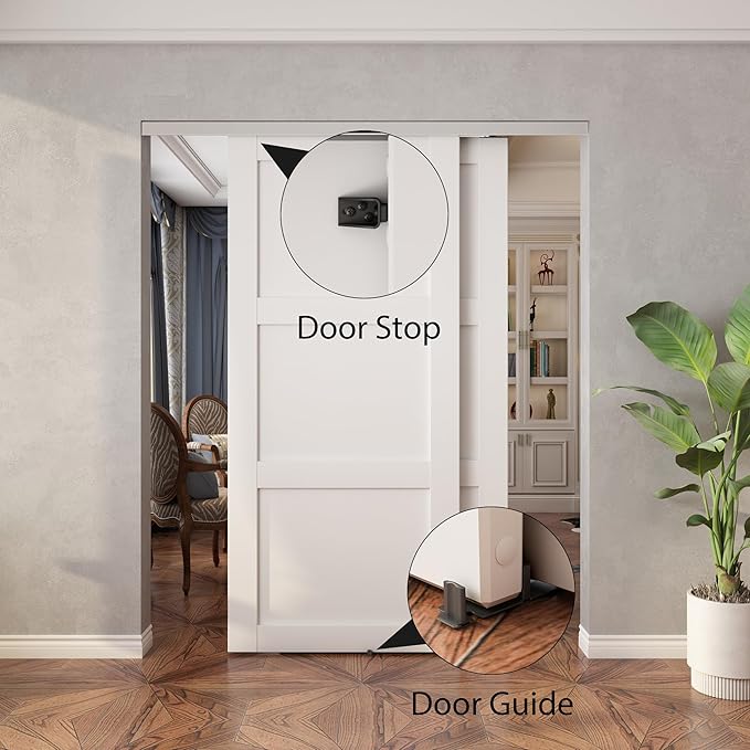 Sdstone Heavy Duty Bypass Door Hardware 96"/8FT,Aluminum Sliding Closet Door Track Hardware for Cabinet Closet, Pocket Door Track Rail Set, Smoothly and Quietly