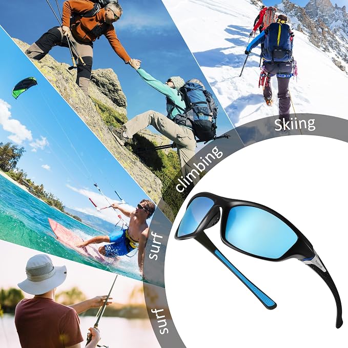 TOODOO 4 Pairs Men Polarized Sunglasses with UV Protection Driving Glasses Sports for Sport Outdoor Activities
