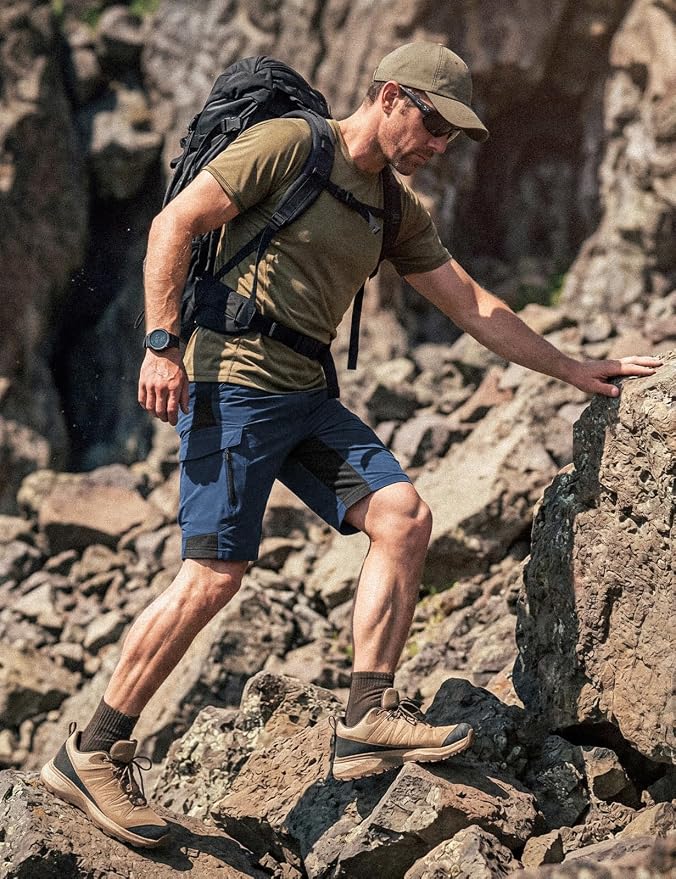 XKTTAC Men's Outdoor Quick Dry Lightweight Stretchy Shorts for Hiking, Tactical, Camping, Travel with 6 Pockets