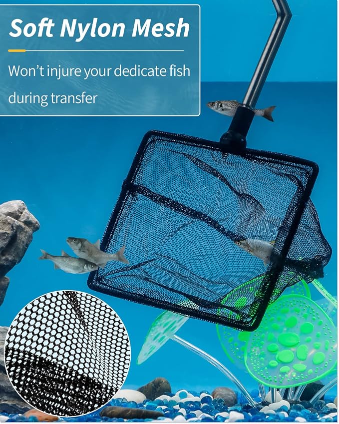 Pawfly Aquarium Fish Net with Extendable 9-24 Inch Long Handle for Betta Fish Tank Small Koi Pond and Pool