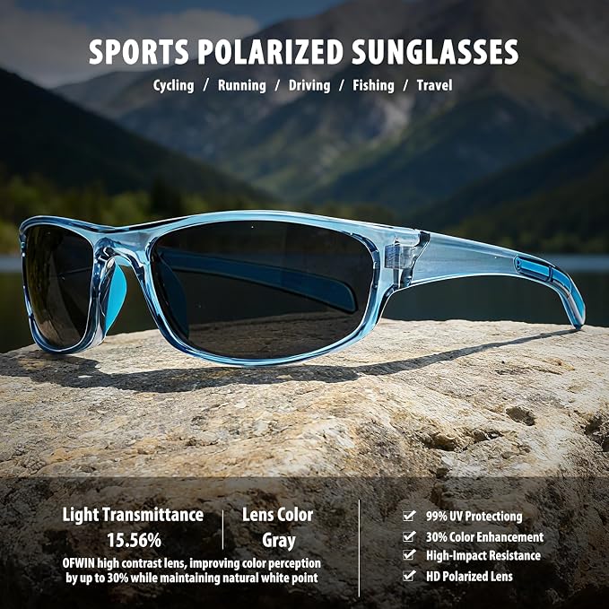 Sports Polarized Sunglasses for Men Women Wrap Around Sun Glasses Fishing Cycling Driving Running UV Protection