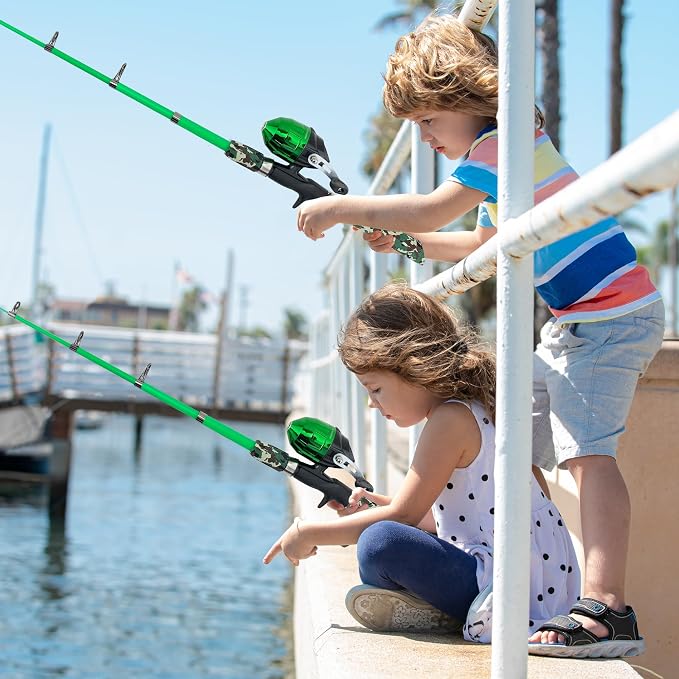 WIDDEN Kids Fishing Pole, Portable Telescopic Kids Fishing Poles for Boys and Girls, Fishing Rod and Reel Combo Kit with Tackle Box, and Fishing Net, Best Fishing Pole for Toddler Youth