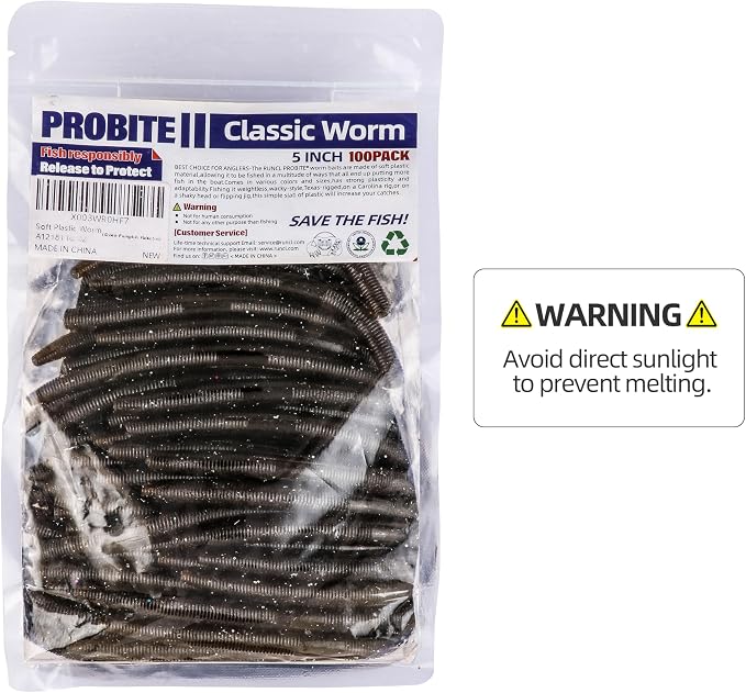 Soft Fishing Worm 100PCS, 3/4/5/6" Mega Value Pack Senko Style Soft Lures for Bass, Plastic Worm Stick Baits, Multicolor, Cost-Effective Fishing Gift