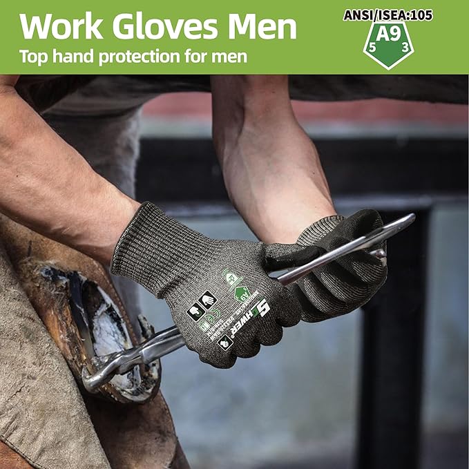 Schwer ProGuard High Level Cut Resistant Work Gloves PR3326 for Extreme Protection，ANSI A9 Cut Gloves with Reinforced Thumb, Non Slip, Durable, Touch-screen, Black 2 Pairs（M）