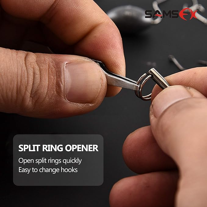 SAMSFX 5PCS Fishing Tool Kit, Knot Tying Tool, Hook Sharpener, Split Rings Opener, Upper Bait Aid Tools and Fly Fishing Retractors, Fishing Gifts for Men