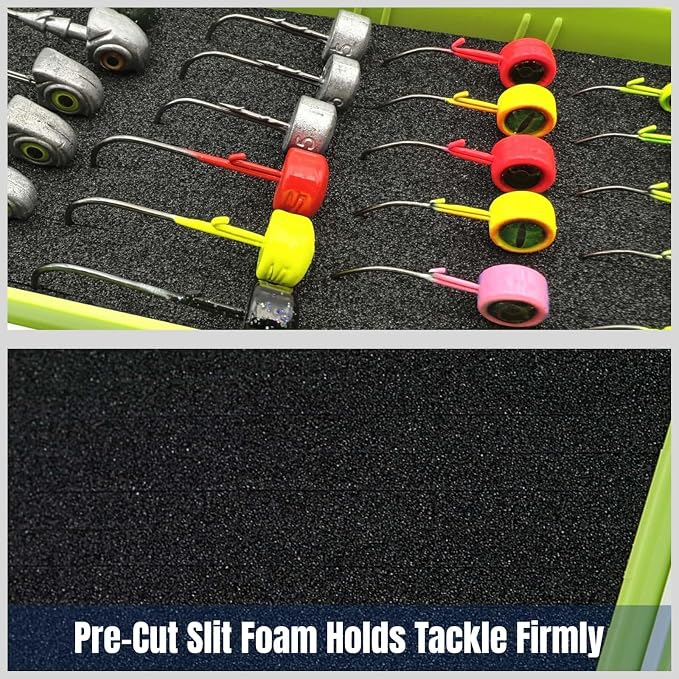Sturdy Dual Sided Small Tackle Box Organizer, Waterproof Sealed Clear Fishing Tackle Box Tray Storage Case with Slit Foam for Jig Heads-Flies-Spoons-Rigs and Lures (FN0802)
