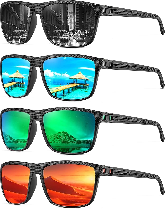 NSSIW Mens-Sunglasses Polarized Sunglasses Men : Classic Sun Glasses with UV Protection for Driving Fishing Golf 4 Packs