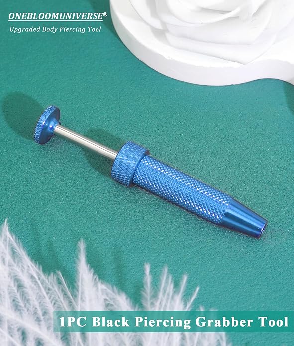 Upgraded Anti-Slip Piercing Ball Grabber Tool with Ergonomic Design for Changing Jewelry, Stainless Steel Jeweler Pick Up Tool 4 Claw Gem Piercing Changing Tool Body Piercing Kit for Ear Nose Lip