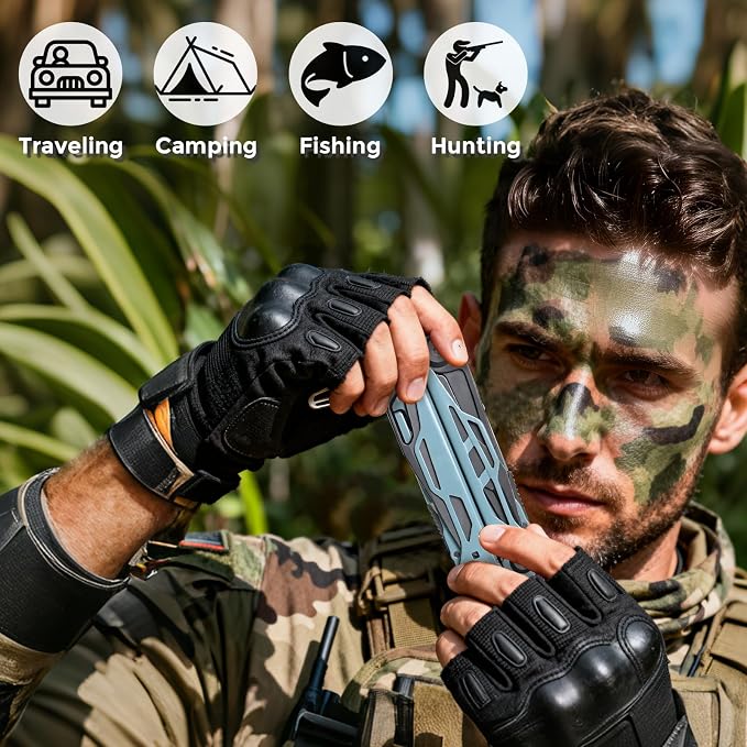 Multitool with Pocket Knife, 25-in-1 Stainless Steel Pliers and Screwdriver, Self-locking Multi-tool EDC Gear with Sheath, Suitable for Camping and Hiking (Greyblue)
