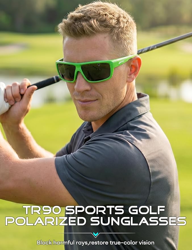 ATTCL Polarized Sunglasses Men for Fishing: UV Protection Lightweight TR90 Sports Wrap Sun Glasses Driving Golf Running