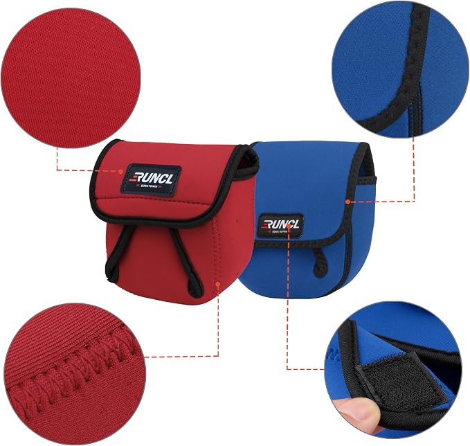 RUNCL Fishing Rod Sleeves & Reel Bags, Spinning/Casting Rod Socks & Spinning/Baitcasting Reel Covers - Protection Solution, Space Saver, Perfect Storage - Fishing Pole Sleeves & Reel Pouch (2 Pack)