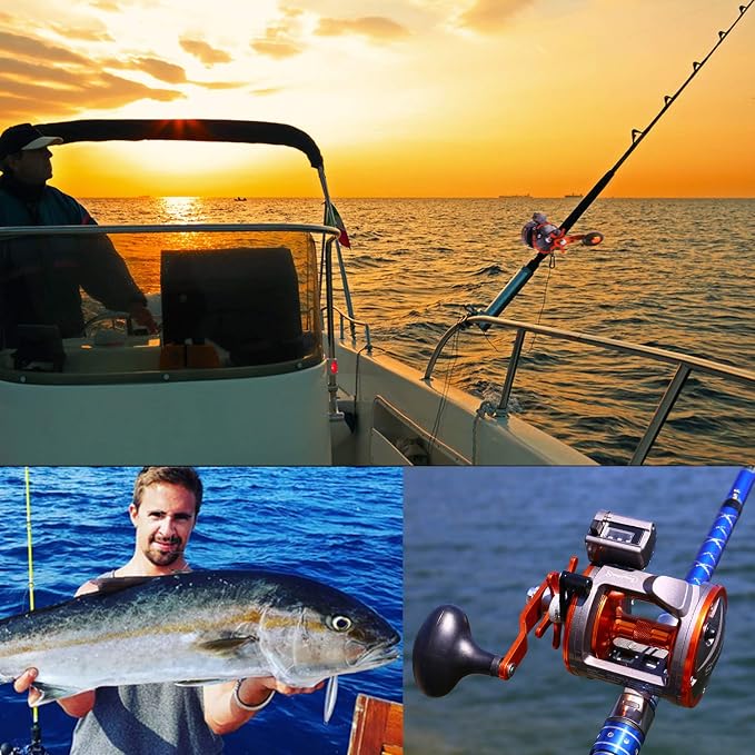 Sougayilang Line Counter Trolling Reel Conventional Level Wind Fishing Reel