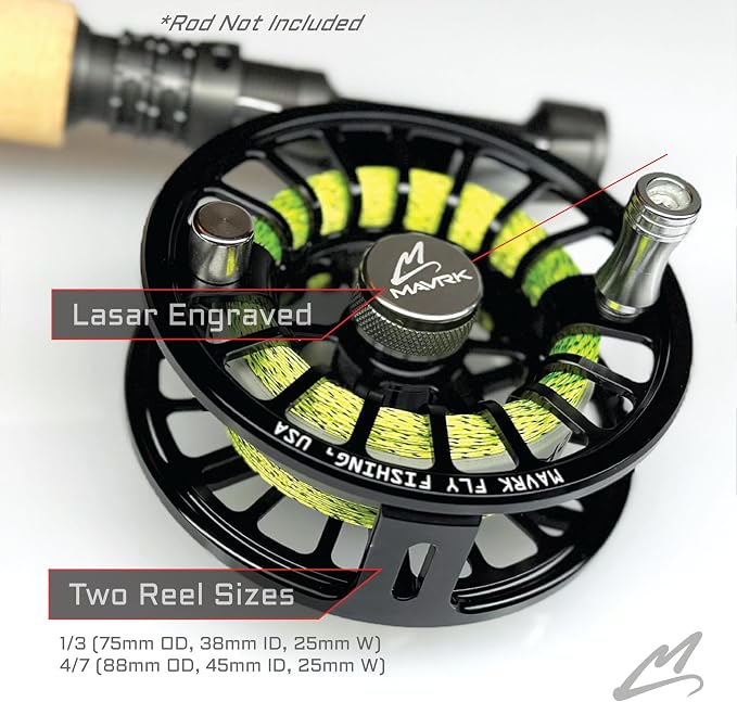 MAVRK USA Fly Fishing Reel | Large Arbor Closed Cage & Micro Reels | Euro Nymph & Floating Line | Ultra Lightweight, High Capacity, CNC Machined, Smooth Drag System