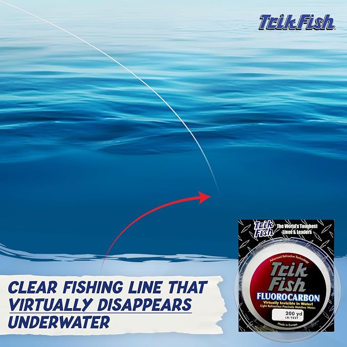 TrikFish Fluorocarbon Fishing Line – Fluoro Fishing Line for Freshwater & Saltwater Fishing – Ultra Strong, Virtually Invisible Underwater, and Smooth Casting – Premium Clear Fishing Line