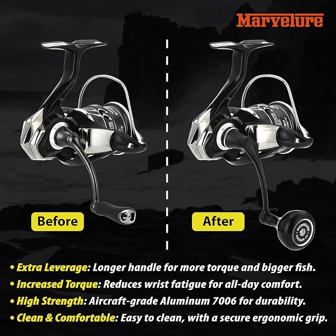 Mamba Series Power Handle 2.28'' (58 mm) Compatible for Daiwa Fuego LT, Ballistic LT, Tatula LT, Exceler LT 1000-4000 Spinning Fishing Reels