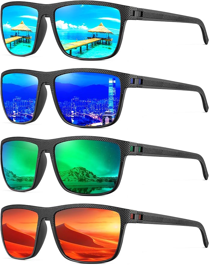 NSSIW Mens-Sunglasses Polarized Sunglasses Men : Classic Sun Glasses with UV Protection for Driving Fishing Golf 4 Packs