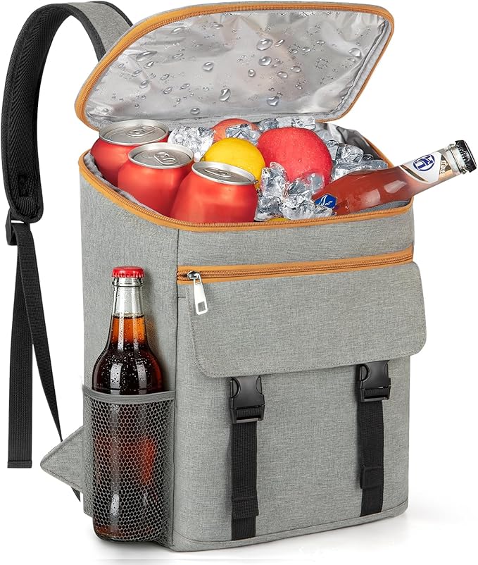 Cooler Backpack- 50 Cans Insulated Backpack Cooler for Men & Women Portable Leak Proof Lunch Backpack Cooler Bag Backpack Coolers for Beach Picnic Travel Work Camping Hiking-Grey