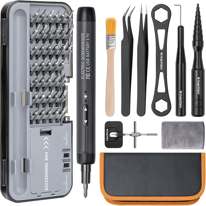 THKFISH Fishing Reel Maintenance Kit, Reel Repair Tool Kit, Fishing Reel Cleaning Set with Spool Pin Remover and 28 in 1 Screwdriver or 38 in 1 Electric Screwdriver