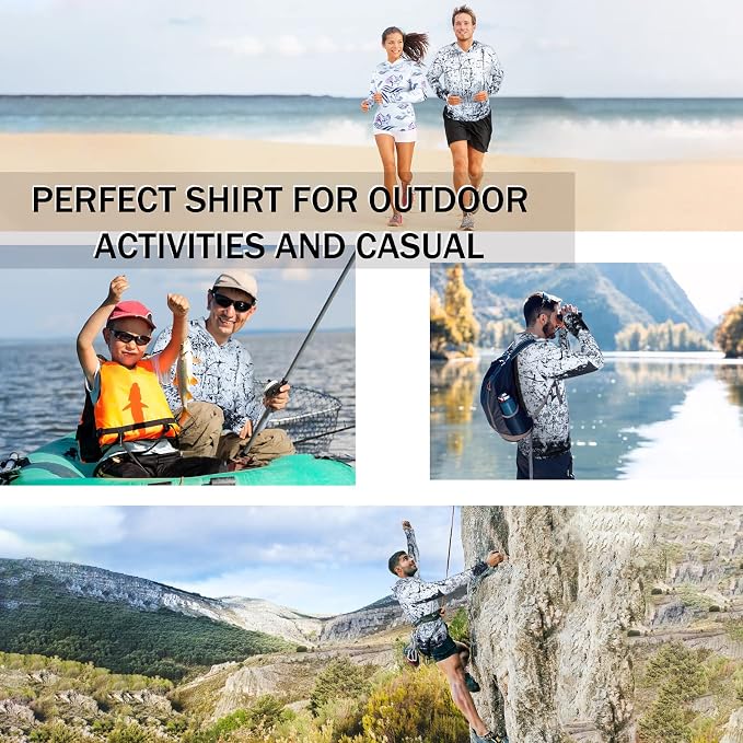 Men's UPF 50+ Sun Protection Hoodie Shirt Long Sleeve SPF Fishing Outdoor UV Hiking Lightweight Shirts