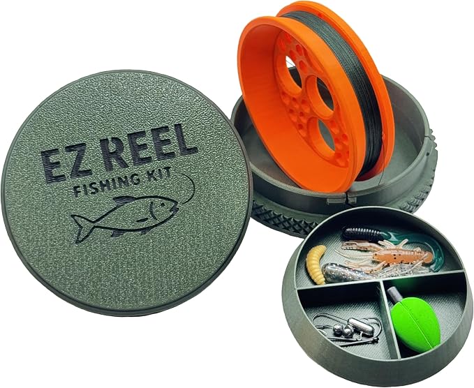 EZ Reel Fishing Kit – Pocket Size Handline Fishing Reel | Ultimate Compact Rodless Reel Fishing Kit for Hiking, Outdoors, and Adventure.