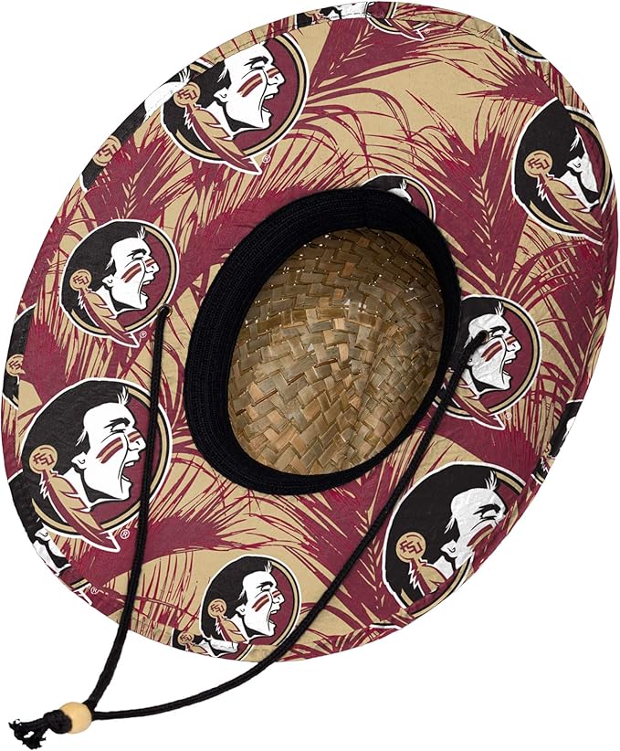 FOCO Men's NCAA College Team Logo Floral Straw Sun Hat