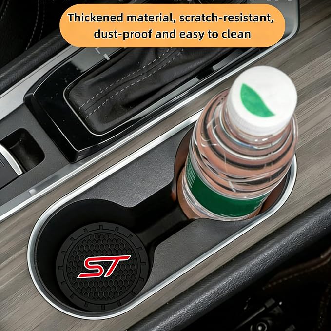 2 Pcs Black car Cup Holder Coaster Compatible with ST 2.75 Inch Silicone Anti-Slip Fashion car Interior Accessories