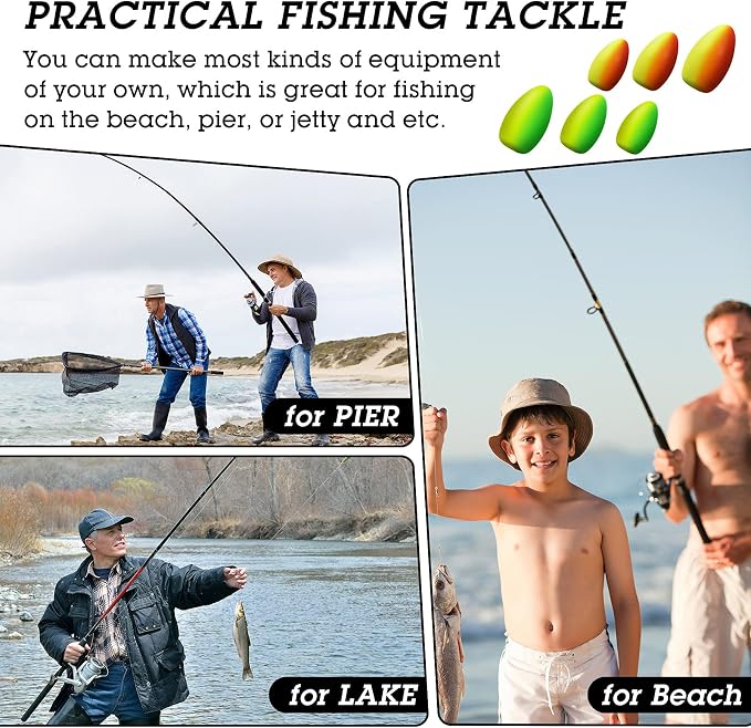 Skylety 60 Pieces Foam Floats Bullet Fishing Foam Snell Floats Pompano Rigs Oval Fly Fishing Strike Indicators for Trout Catfish Walleye