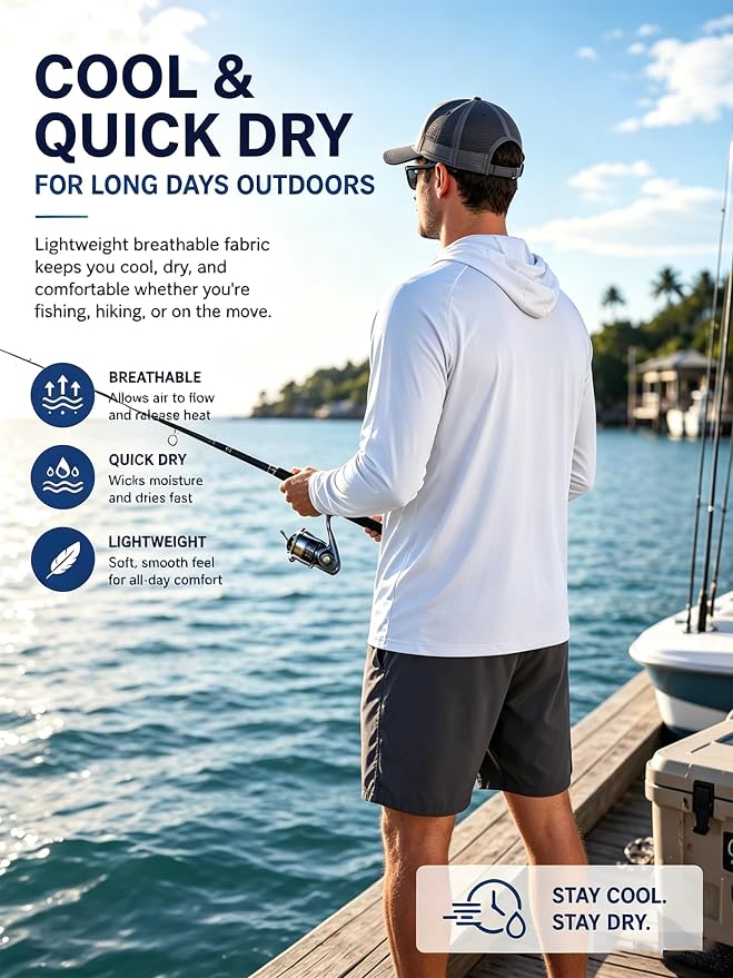 ZITY 3 Pack Men's Sun Protection Hoodie Shirt Fishing Shirts for Men UPF 50+ Long Sleeve Shirt Lightweight Rash Guard