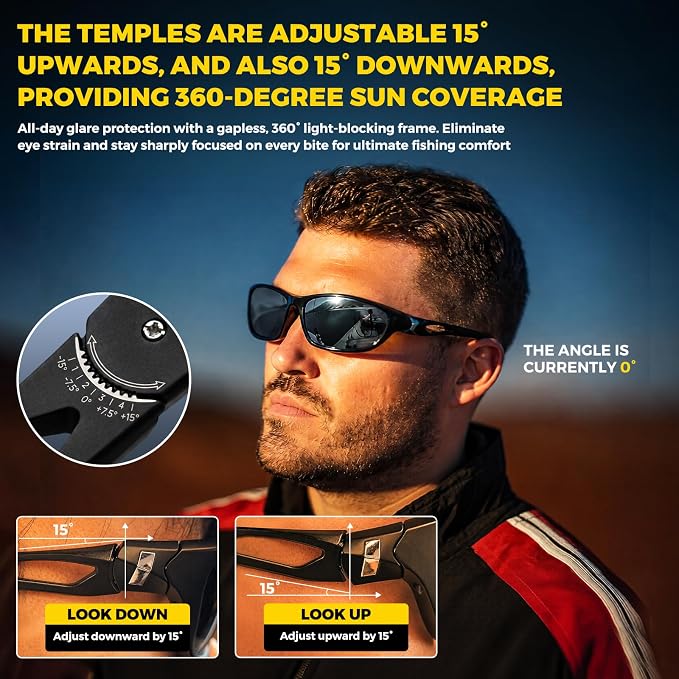 Polarized Fishing Sunglasses for Men Women, Adjustable Polarized Sunglasses, Lightweight TR90 Frame