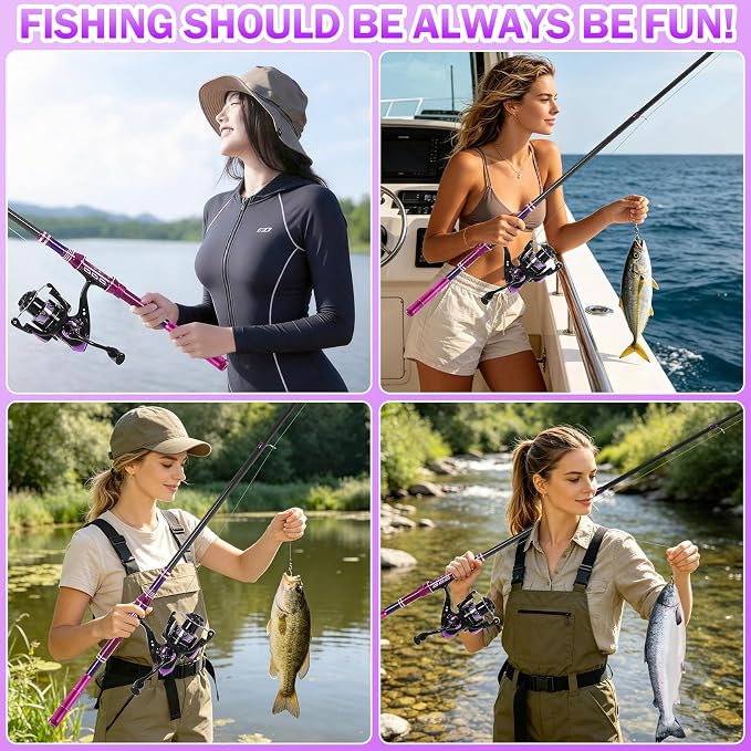 Carbon Fiber Fishing Rod and Reel Combos, Portable Telescopic Fishing Pole with Spinning Reel, Travel Bag for Saltwater Freshwater