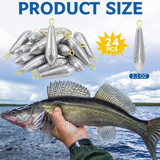 Landhoow Drop Shot Fishing Sinker Weights Kit Freshwater Catfishing Fishing Sinker Bass Casting Removable Line Saltwater Streamlined Snap Weight for Trolling Surf Tackle