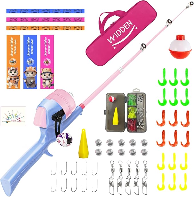 Kids Fishing Pole, Telescopic Fishing Rod, Toddler Collapsible Fishing Rod and Reel Combo with Tackle Box, Fishing Line, Bobber, and Soft Lures for Boy, Girl, Youth, Beginner, Over 4 Years Old