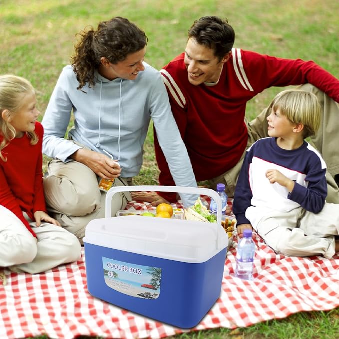 Insulated Portable Cooler Efficient Warm Cold Insulation Portable Hard Cooler Box Ice Cooler for Camping Picnic Beach Drink Beverage Fishing