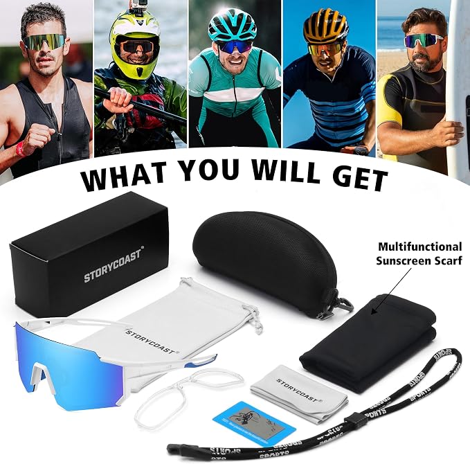 STORYCOAST Polarized Sports Sunglasses for Men Women,Driving Fishing Cycling Mountain Bike Sunglasses UV400 Protection