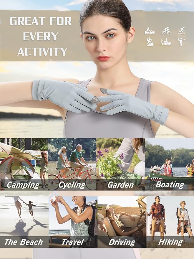 UV Protection Gloves Men's Women's Finger Tip Touchscreen Gloves UPF 50+ Sun Protective Glove for Cycling Fishing Running Hiking Boating Garden Safari Outdoor Activitie