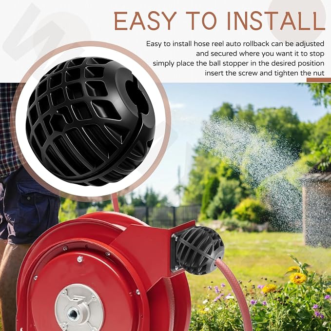 16mm Hole Ball Stopper for 3/8" ID Spring Driven Air Hose Reel - Prevents Tangling and Damage, Adjustable Hose Bumper, Fits Auto Rewind Retractable Hose Reel Need to Screw Tightl