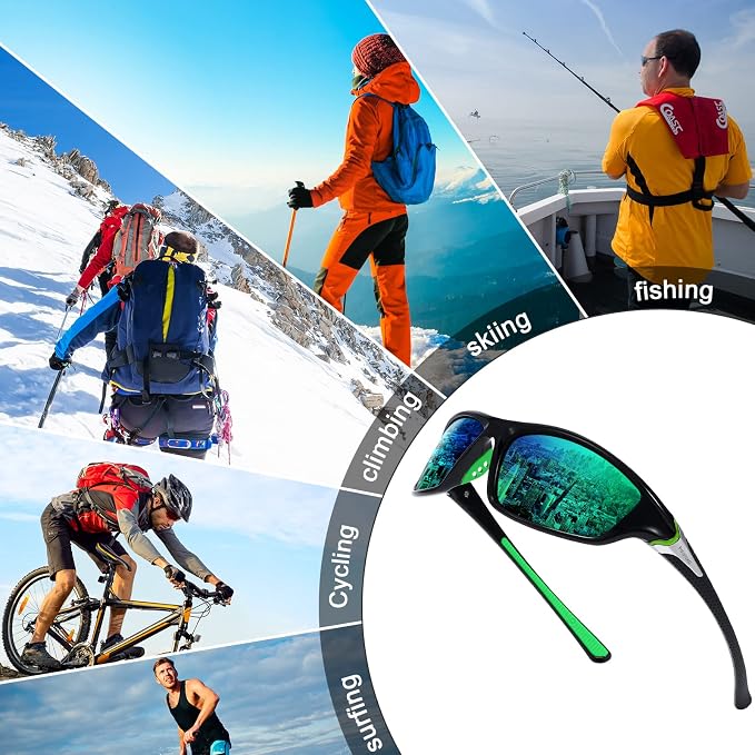 TOODOO 4 Pairs Men Polarized Sunglasses with UV Protection Driving Glasses Sports for Sport Outdoor Activities