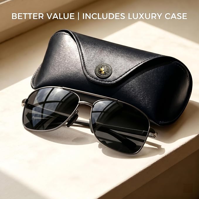 SUNGAIT Ultra Lightweight Rectangular Polarized Sunglasses Men UV400 Protection