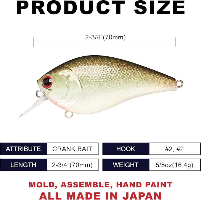 LUCKY CRAFT LC 2.5 Silent Crankbait Fishing Lures, 2-3/8” Squarebill Crankbait, Bass Lures, Floating 4ft Depth Hard Bait, Champion Freshwater Fishing Gear and Tackle Box Accessories