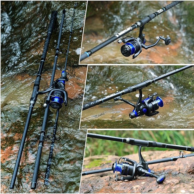 Sougayilang Surf Fishing Rod Combo Medium/Heavy 3 Piece Baitfeeder Spinning Combo with 4000 Size Reel for Travel (10FT Rod with 4000 Reel)